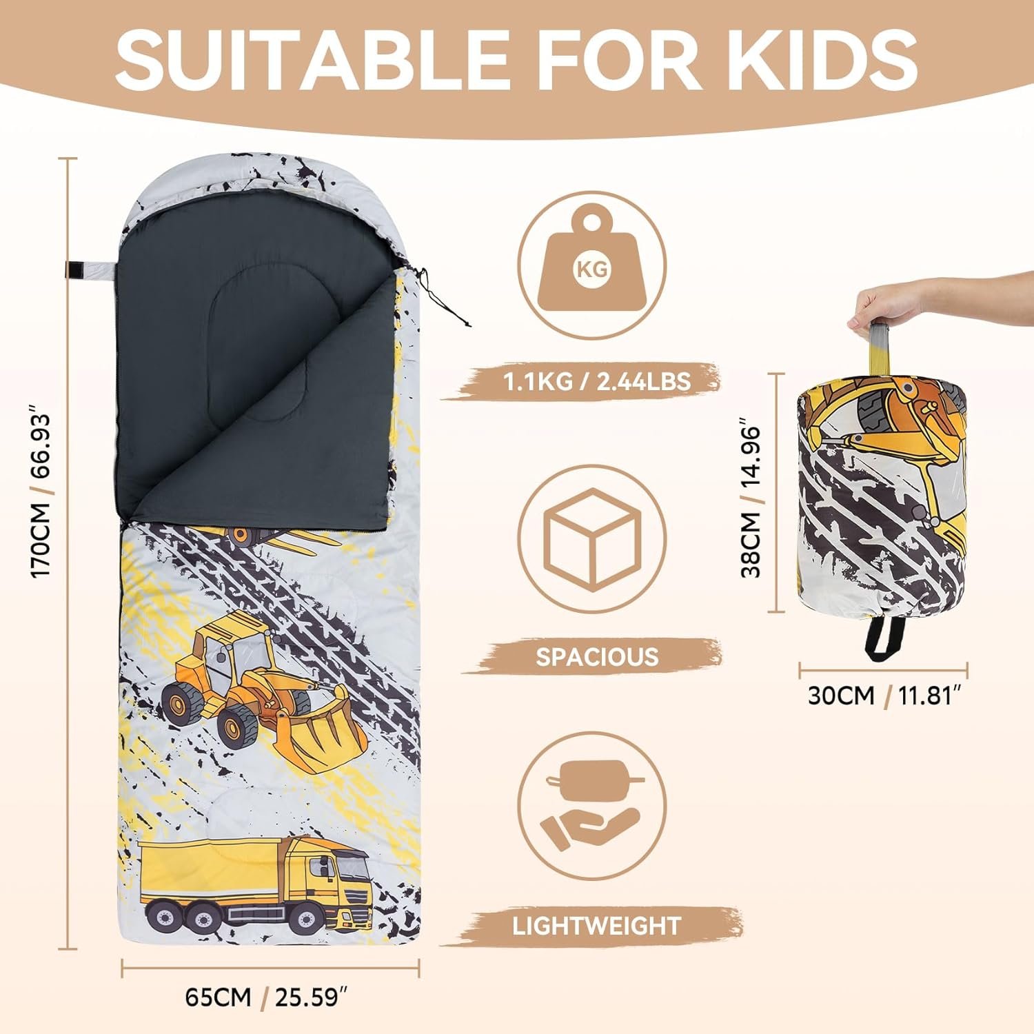 Kids Sleeping Bag for Camping - Lightweight 3 Season Backpacking Sleeping Bag, Compact Child Sleeping Bag for Girls and Boys, Waterproof Youth Sleeping Bag for Outdoor by - Image 2